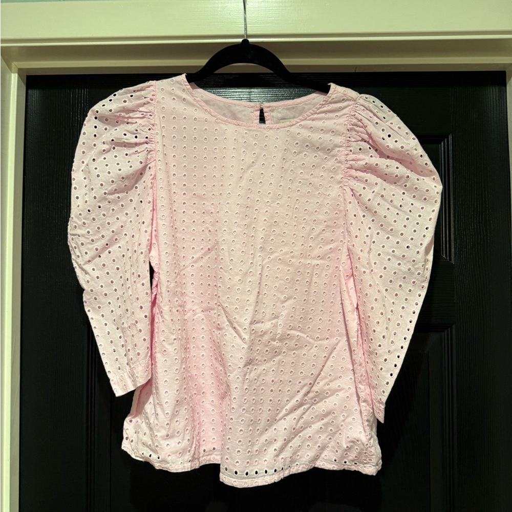A New Day Pink Ruffled Puff Sleeve Blouse
